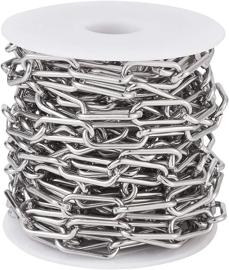 Pandahall  Stainless Steel Paperclip Chains Necklace  Unwelded Strong Oval Cable Chains Links with Spool for Jewelry Making